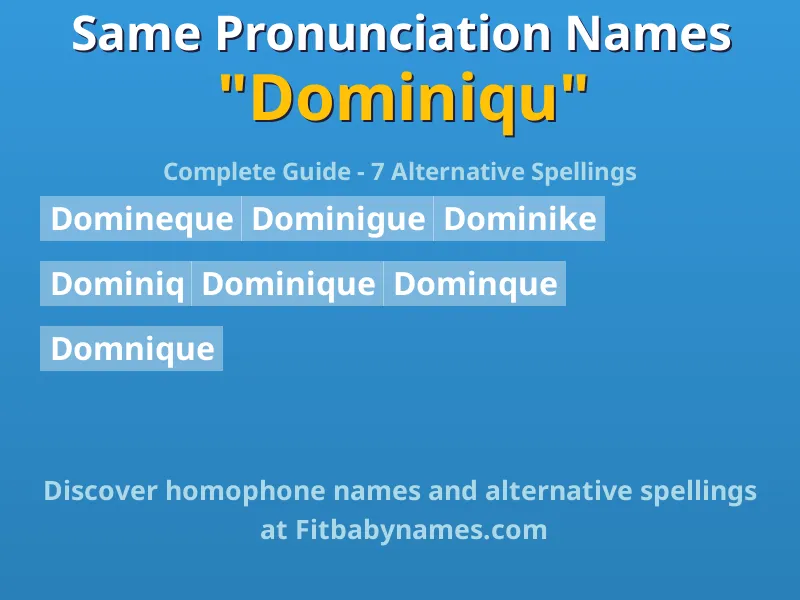 Infographic: Dominiqu same pronunciation names, similar names, and homophone names