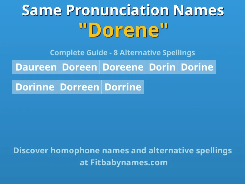Infographic: Dorene same pronunciation names, similar names, and homophone names