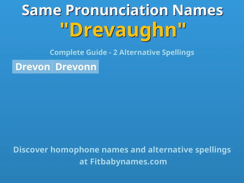 Infographic: Drevaughn same pronunciation names, similar names, and homophone names