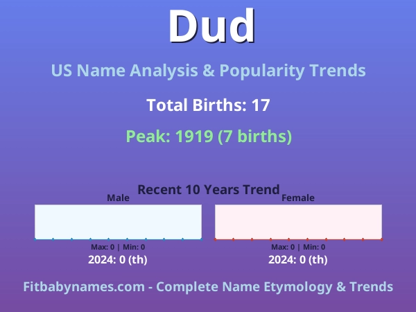 Infographic: Dud name meaning, origin, and popularity trends in the United States (US baby name analysis chart)