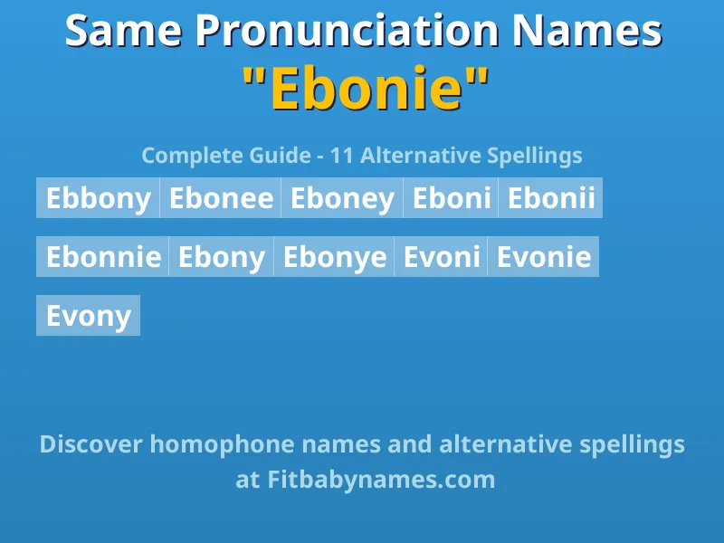 Infographic: Ebonie same pronunciation names, similar names, and homophone names