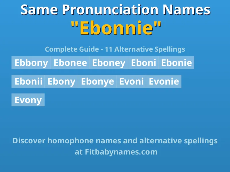 Infographic: Ebonnie same pronunciation names, similar names, and homophone names