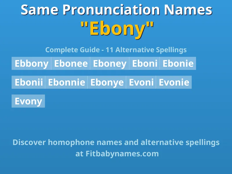 Infographic: Ebony same pronunciation names, similar names, and homophone names