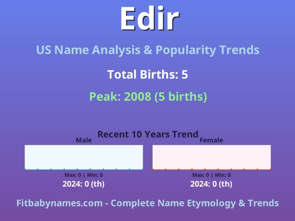 Infographic: Edir name meaning, origin, and popularity trends in the United States (US baby name analysis chart)