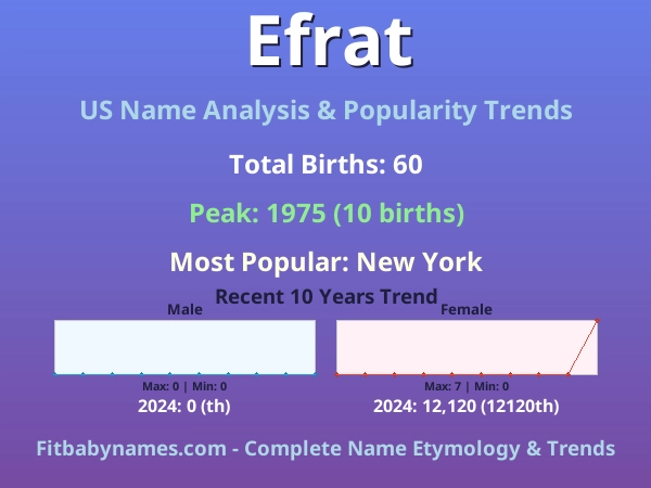 Infographic: Efrat name meaning, origin, and popularity trends in the United States (US baby name analysis chart)