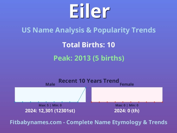 Infographic: Eiler name meaning, origin, and popularity trends in the United States (US baby name analysis chart)