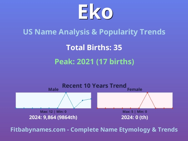 Infographic: Eko name meaning, origin, and popularity trends in the United States (US baby name analysis chart)