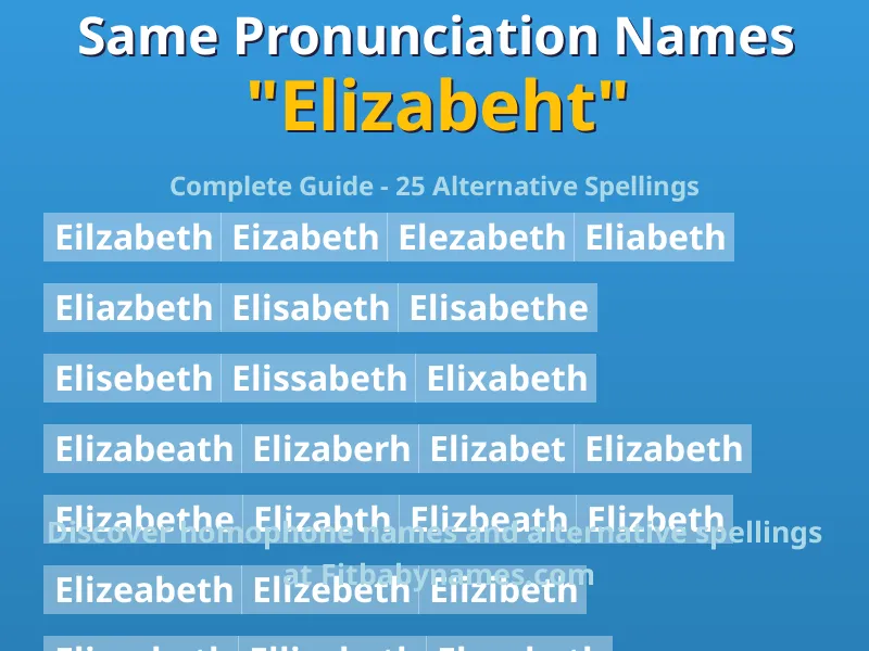 Infographic: Elizabeht same pronunciation names, similar names, and homophone names