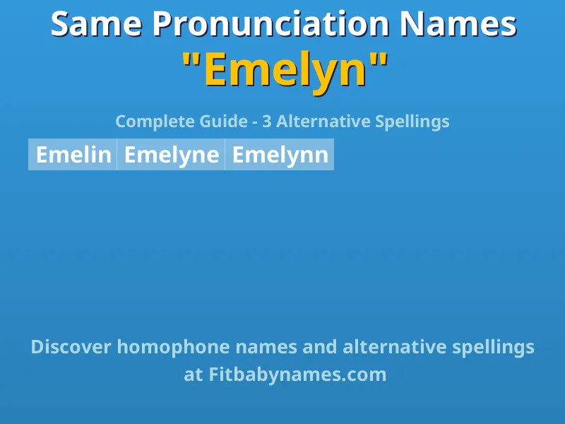 Infographic: Emelyn same pronunciation names, similar names, and homophone names