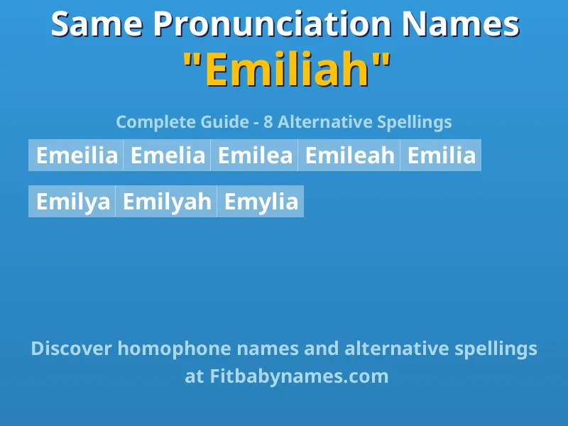 Infographic: Emiliah same pronunciation names, similar names, and homophone names