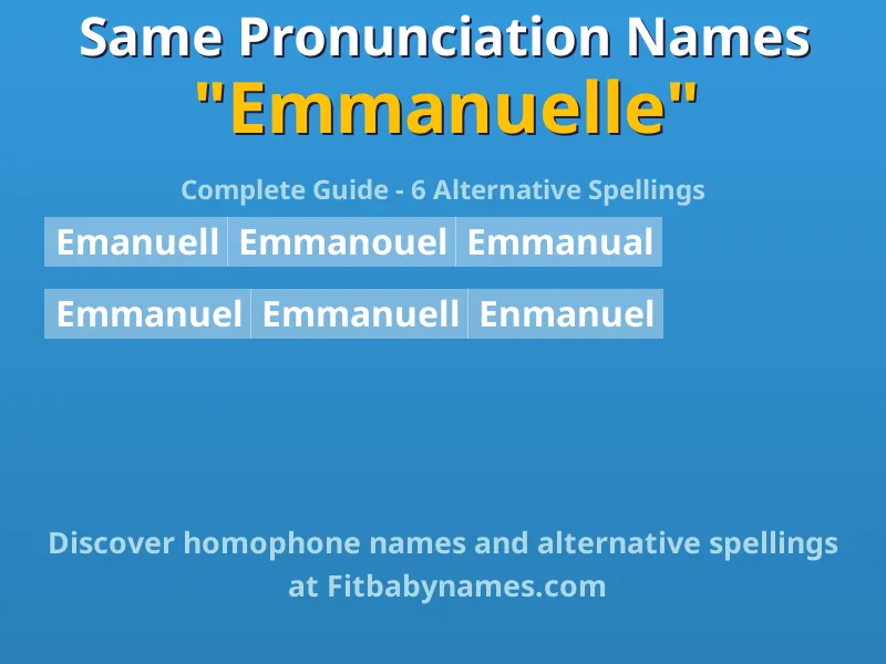 Infographic: Emmanuelle same pronunciation names, similar names, and homophone names