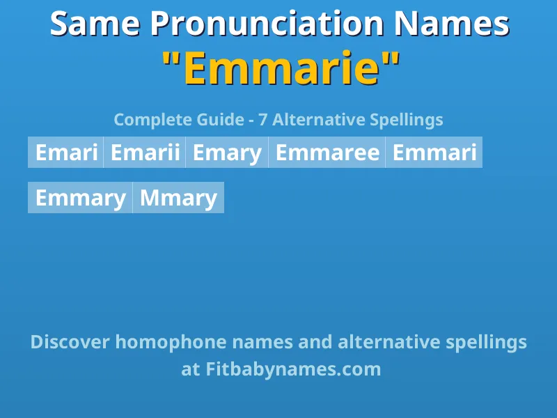 Infographic: Emmarie same pronunciation names, similar names, and homophone names