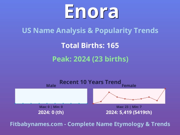 Infographic: Enora name meaning, origin, and popularity trends in the United States (US baby name analysis chart)