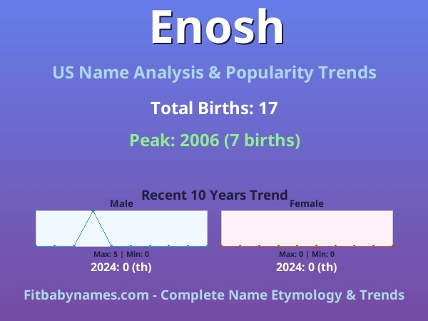 Infographic: Enosh name meaning, origin, and popularity trends in the United States (US baby name analysis chart)