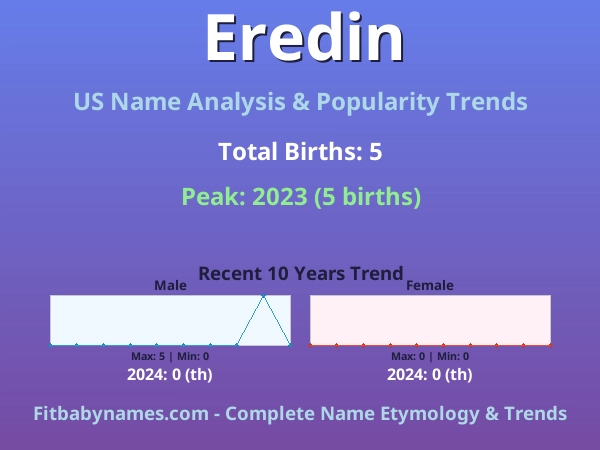Infographic: Eredin name meaning, origin, and popularity trends in the United States (US baby name analysis chart)