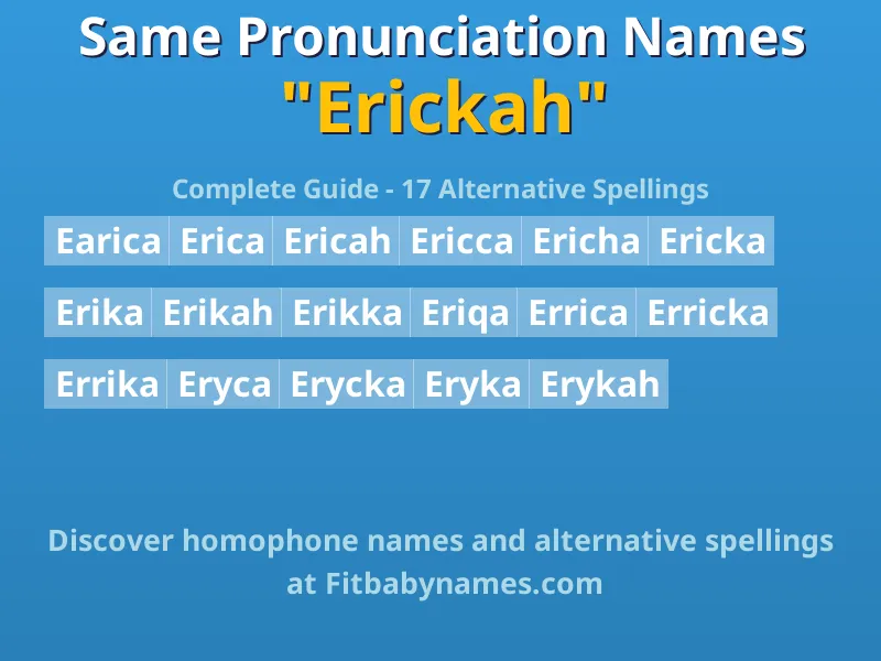 Infographic: Erickah same pronunciation names, similar names, and homophone names