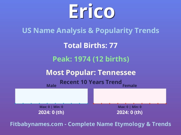Infographic: Erico name meaning, origin, and popularity trends in the United States (US baby name analysis chart)