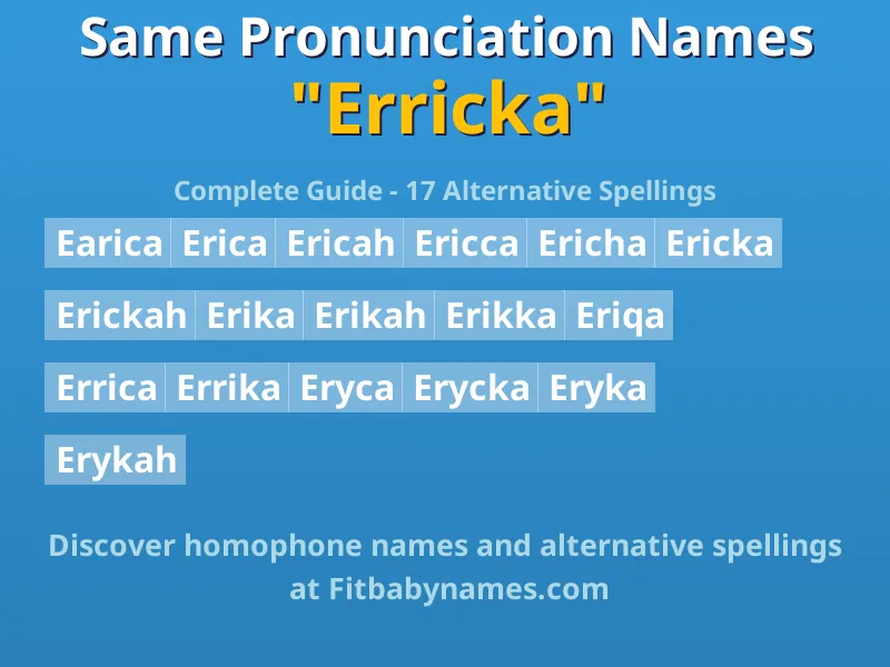 Infographic: Erricka same pronunciation names, similar names, and homophone names