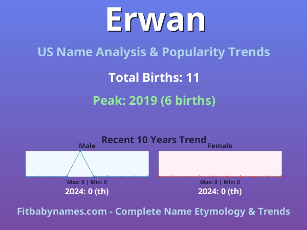 Infographic: Erwan name meaning, origin, and popularity trends in the United States (US baby name analysis chart)