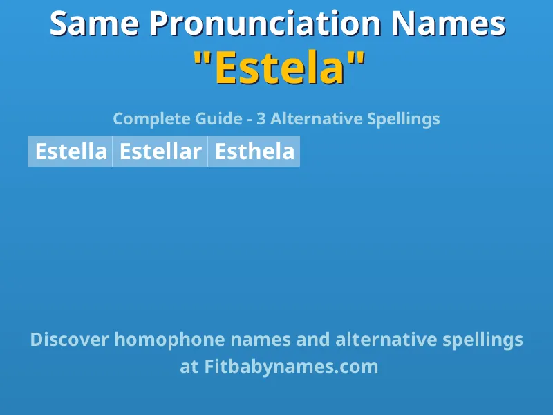 Infographic: Estela same pronunciation names, similar names, and homophone names