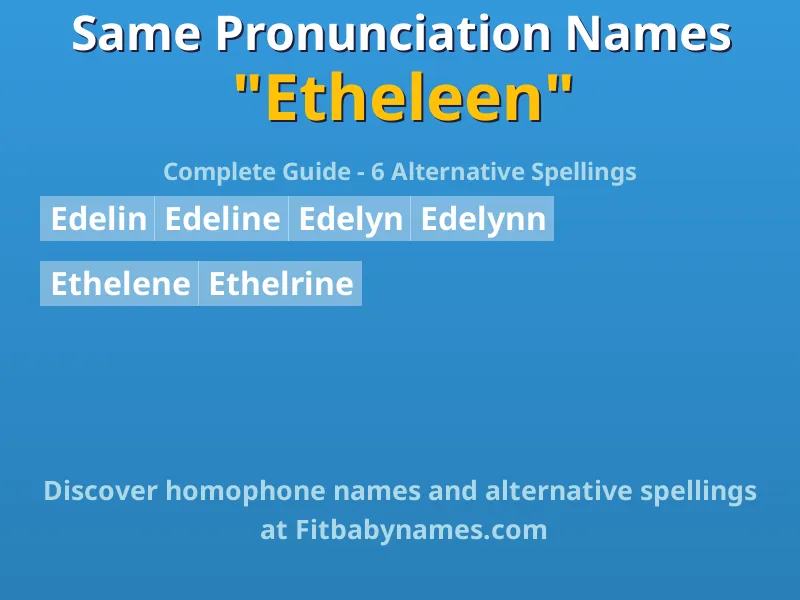 Infographic: Etheleen same pronunciation names, similar names, and homophone names