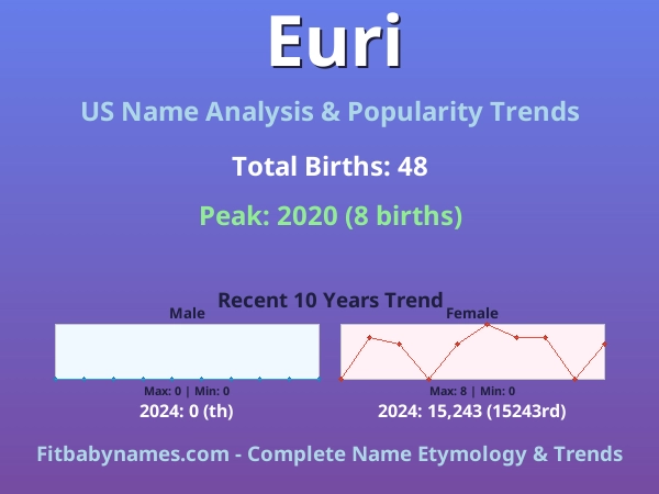 Infographic: Euri name meaning, origin, and popularity trends in the United States (US baby name analysis chart)