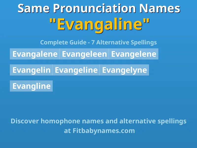 Infographic: Evangaline same pronunciation names, similar names, and homophone names