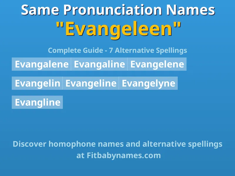 Infographic: Evangeleen same pronunciation names, similar names, and homophone names