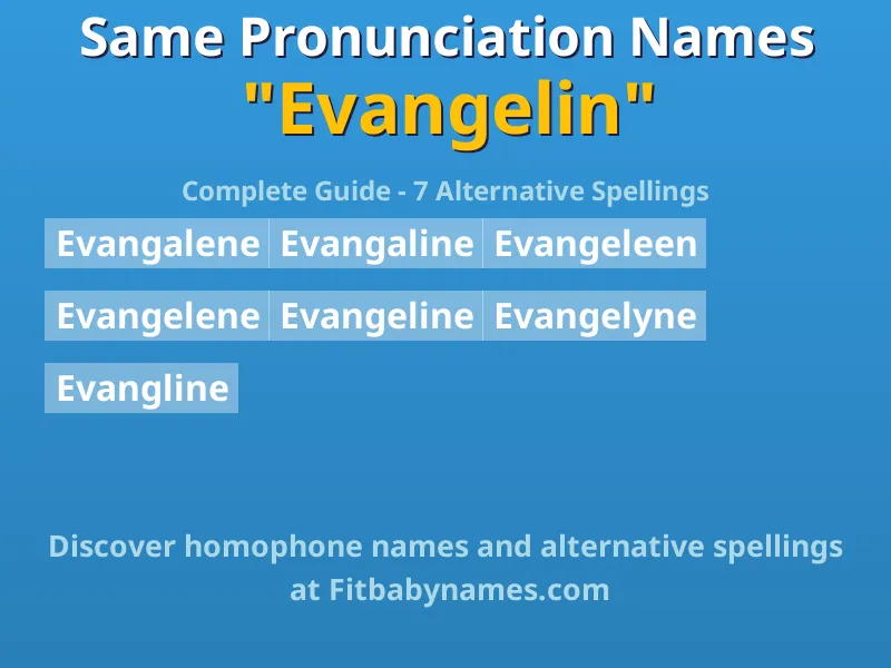 Infographic: Evangelin same pronunciation names, similar names, and homophone names