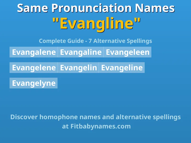 Infographic: Evangline same pronunciation names, similar names, and homophone names