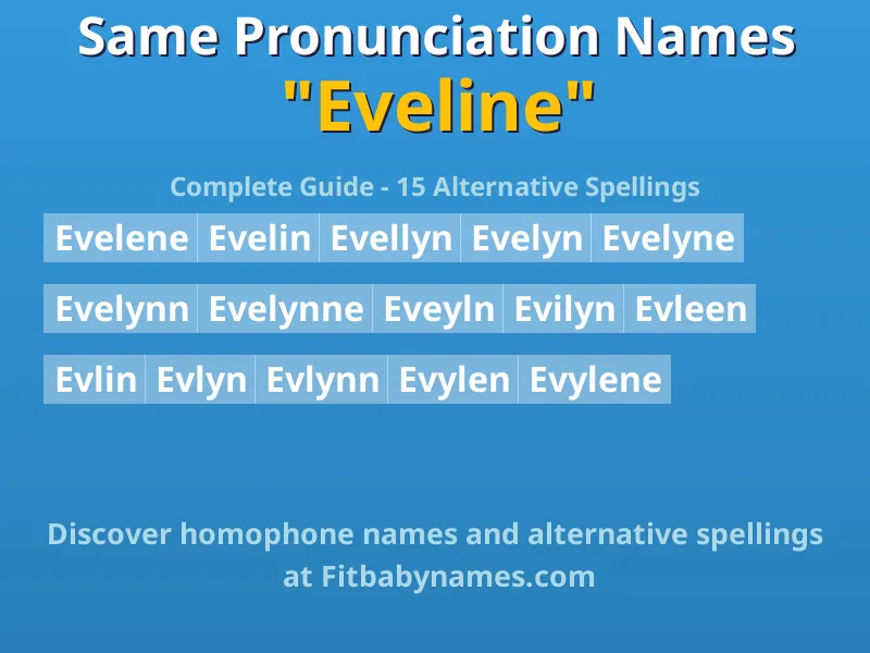 Infographic: Eveline same pronunciation names, similar names, and homophone names