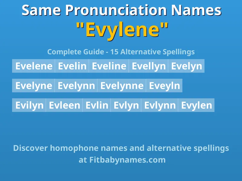 Infographic: Evylene same pronunciation names, similar names, and homophone names