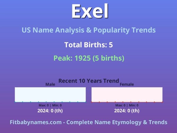 Infographic: Exel name meaning, origin, and popularity trends in the United States (US baby name analysis chart)