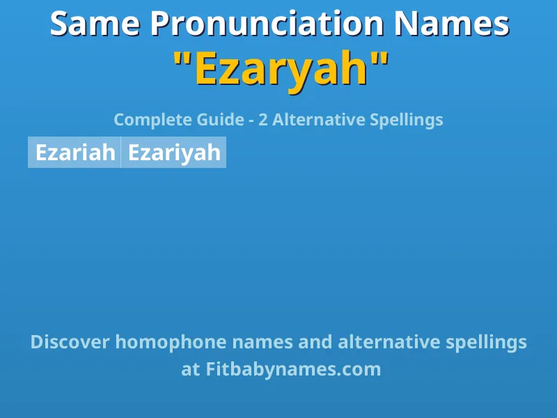 Infographic: Ezaryah same pronunciation names, similar names, and homophone names