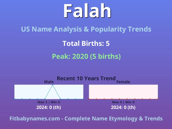 Infographic: Falah name meaning, origin, and popularity trends in the United States (US baby name analysis chart)