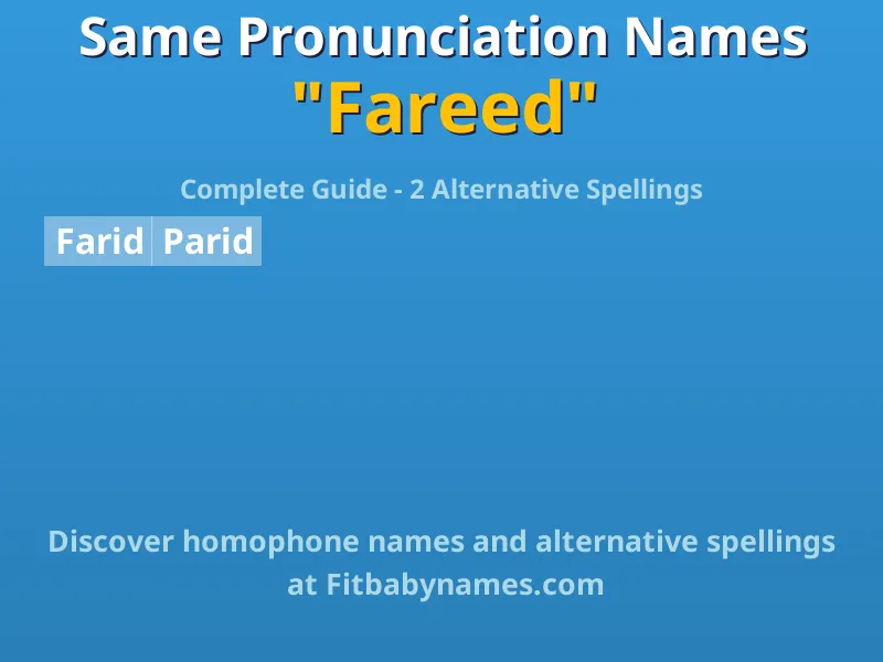 Infographic: Fareed same pronunciation names, similar names, and homophone names