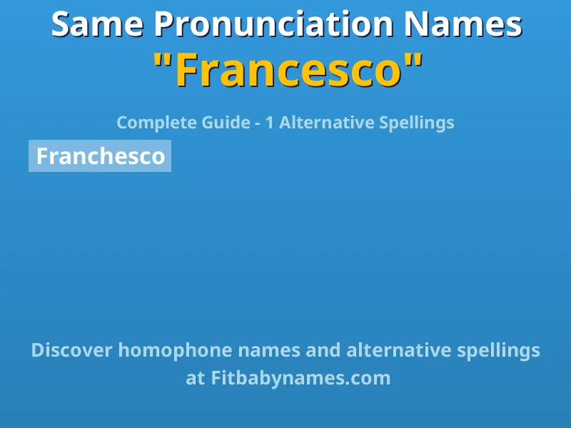 Infographic: Francesco same pronunciation names, similar names, and homophone names
