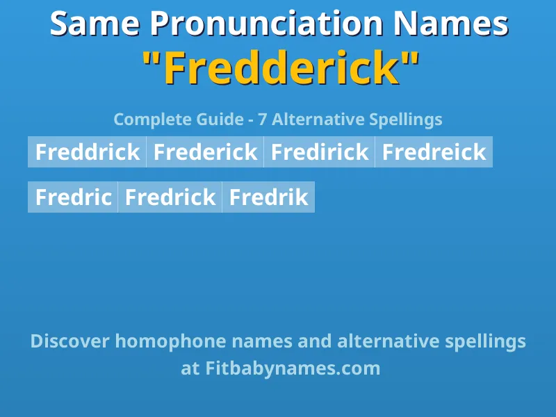 Infographic: Fredderick same pronunciation names, similar names, and homophone names