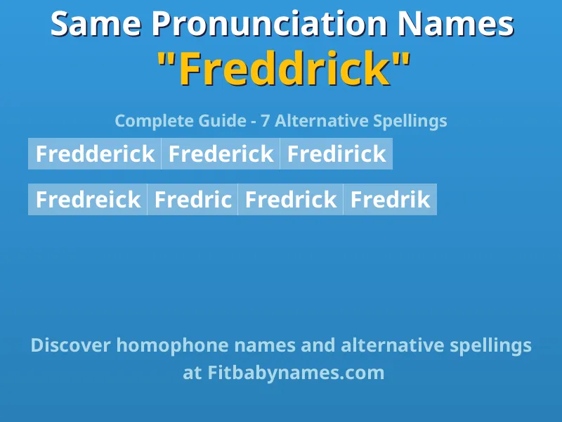 Infographic: Freddrick same pronunciation names, similar names, and homophone names