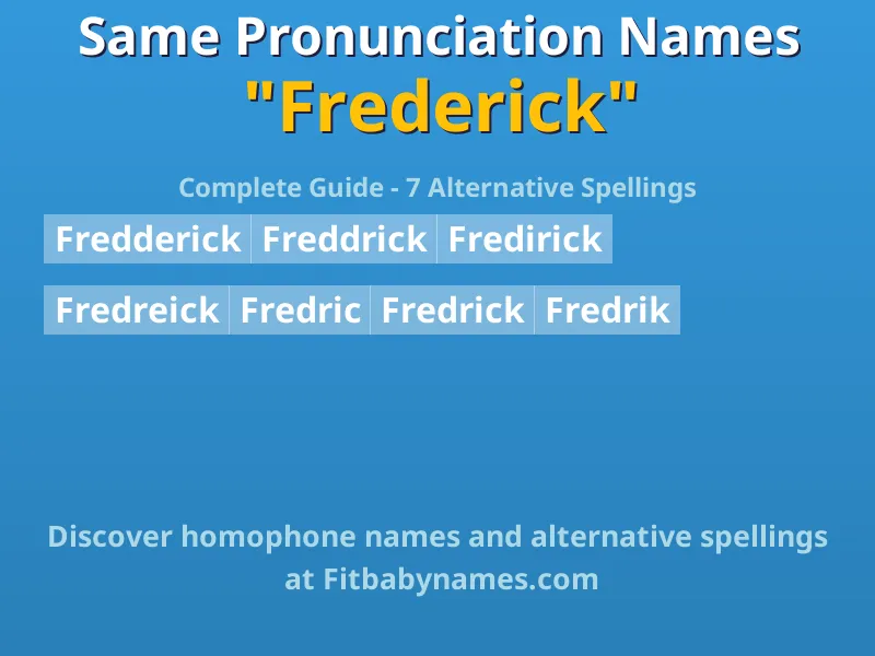 Infographic: Frederick same pronunciation names, similar names, and homophone names
