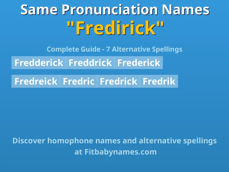 Infographic: Fredirick same pronunciation names, similar names, and homophone names