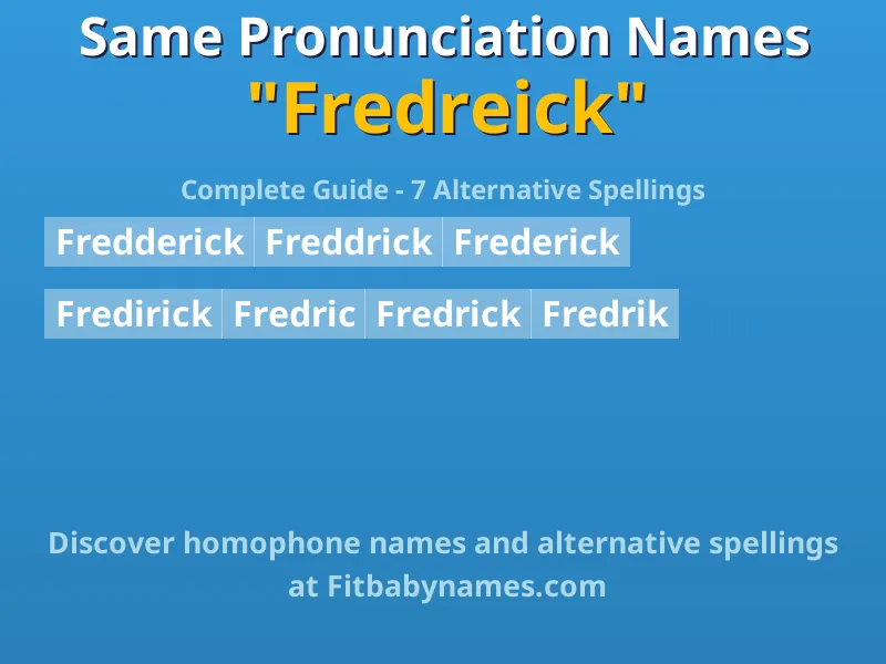 Infographic: Fredreick same pronunciation names, similar names, and homophone names
