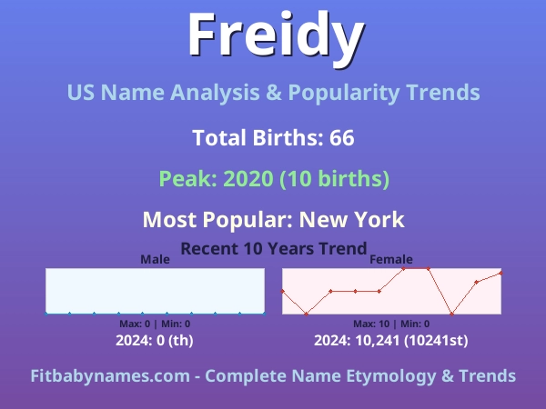 Infographic: Freidy name meaning, origin, and popularity trends in the United States (US baby name analysis chart)