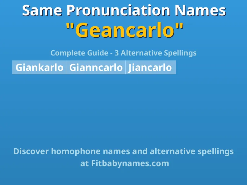 Infographic: Geancarlo same pronunciation names, similar names, and homophone names