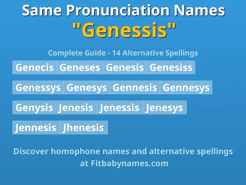 Infographic: Genessis same pronunciation names, similar names, and homophone names