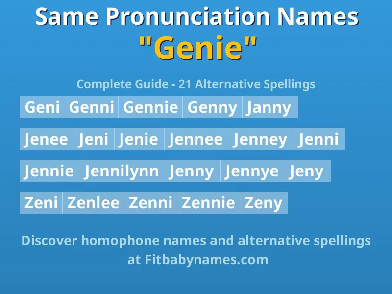 Infographic: Genie same pronunciation names, similar names, and homophone names