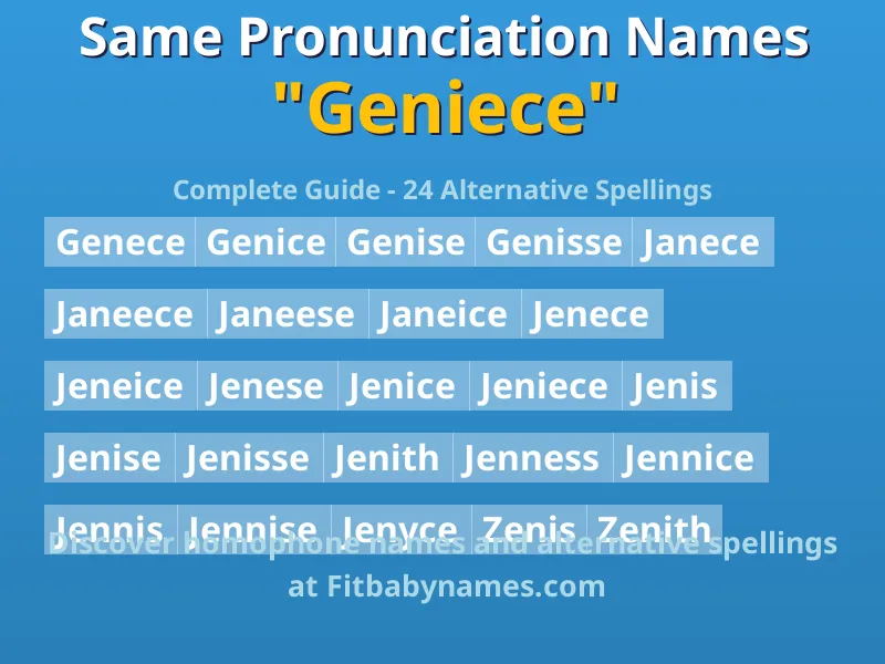 Infographic: Geniece same pronunciation names, similar names, and homophone names