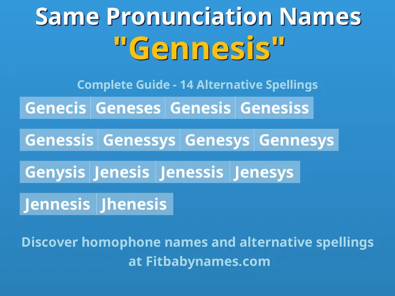 Infographic: Gennesis same pronunciation names, similar names, and homophone names