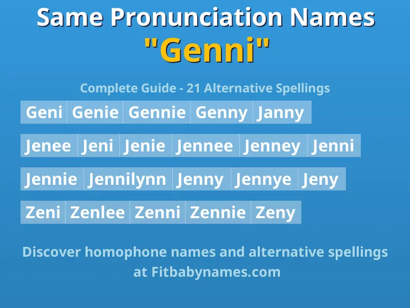 Infographic: Genni same pronunciation names, similar names, and homophone names