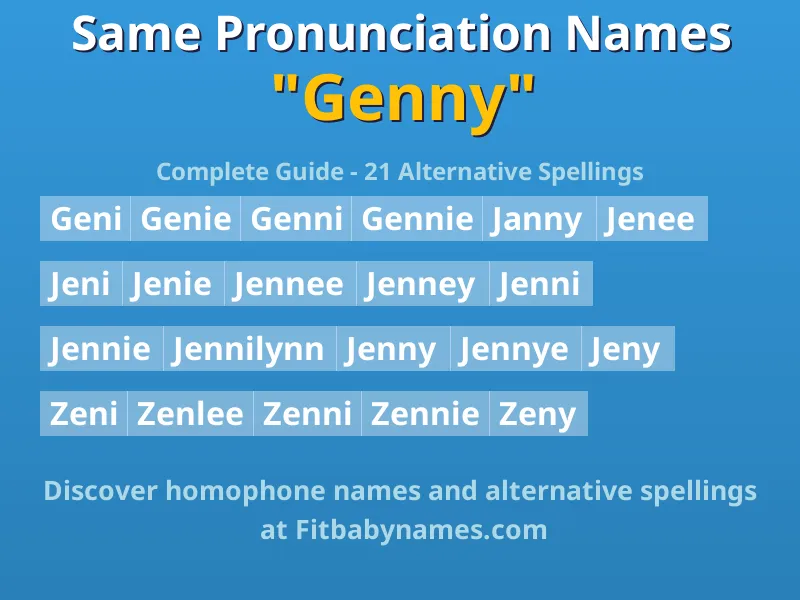 Infographic: Genny same pronunciation names, similar names, and homophone names